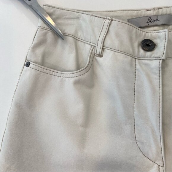 Blink from DANIER leather pants jeans ecru white high waist straight leg size 6 - Picture 10 of 14